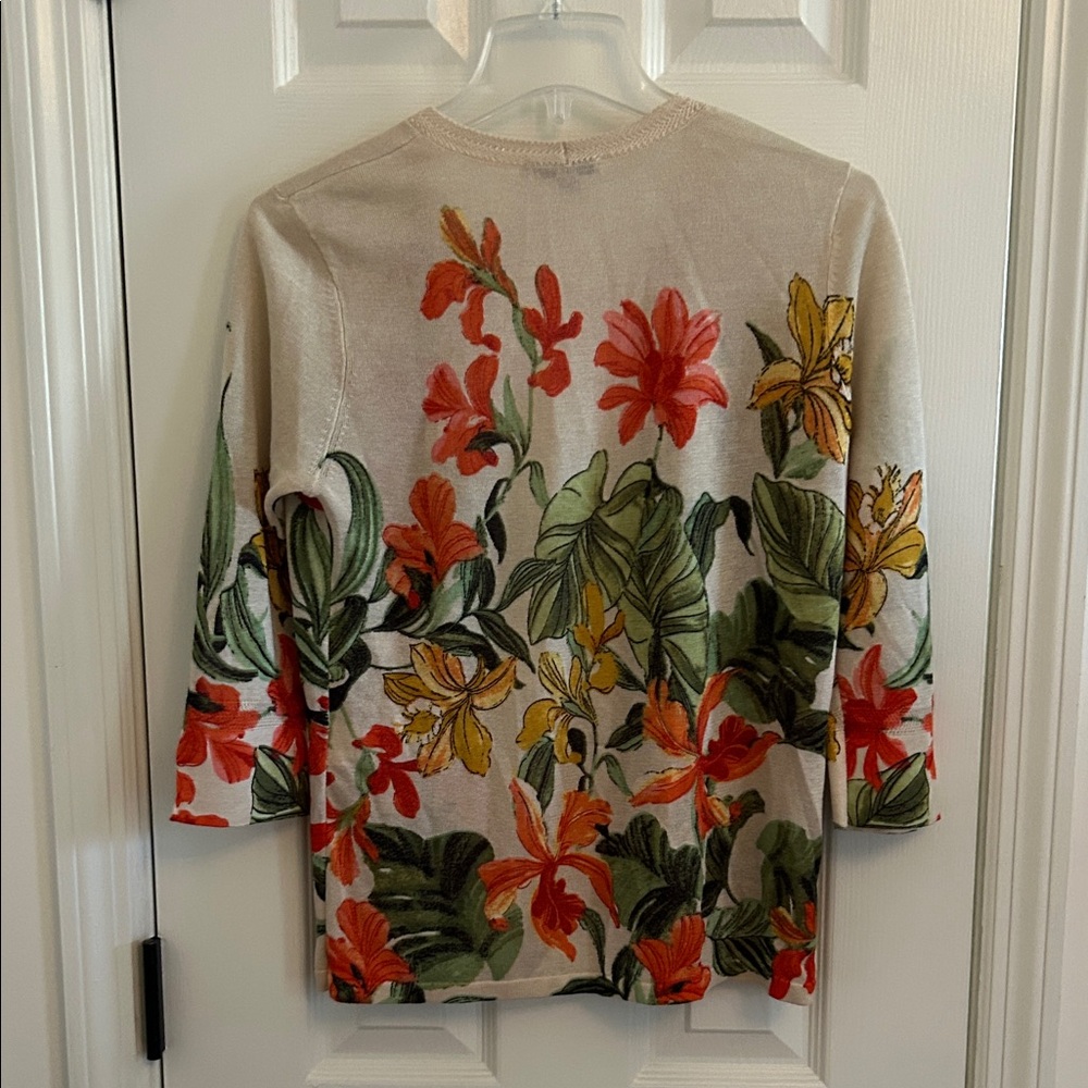 Chico's Vibrant Floral Open Cardigan - Picture 5 of 6
